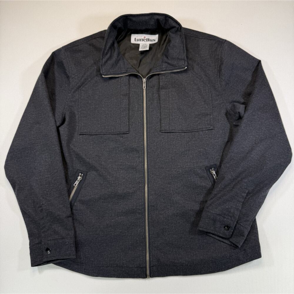 Tunellus Zip Jacket XL Hidden Hood Wool Blend Zip Pockets Gray